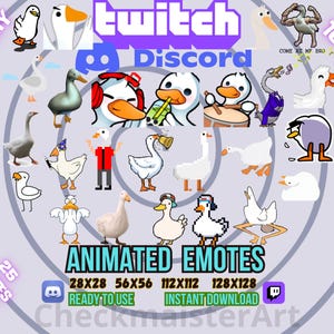 25 Emote animate di oca golosa, Emote di Twitch, Emote di Discord, Emote di anatre carine, Emote divertenti, Emote di streamer, Emote di animali buffi, Animali domestici