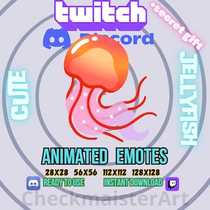 Animierte niedliche Qualle Emotes, Twitch Emotes, Discord Emotes, süßes Emote, Lmao Emotes, lustige Emotes, Streamer Emotes, gemütliche Emotes, beleuchtete Memes