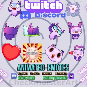 10 emoticones de centinela animados, paquete de stickers de Twitch, paquete de emoticones de Discord, emoticones de streamers gamers, emoticones de pájaro nocturno kawaii, búho morado