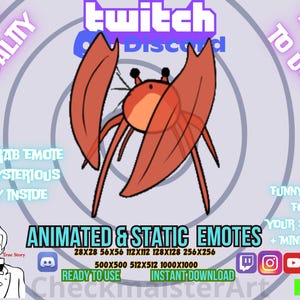 Animated Rave Crab Emote: Twitch Emotes, Discord HD, Stream Meme + Mini Book (Digital Download)
