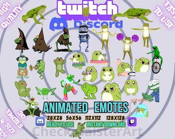 30 Animated Happy Frog Emotes: Twitch Emote, Discord Memes, Streamer Stickers (Digital Download)