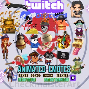 20 Animated Pirate Emotes, Twitch Emotes, Discord Emotes, Streamers Emotes, Meme Galleon, Sea Emote, Lmao Emote, Ships Emotes, Flex Emotes