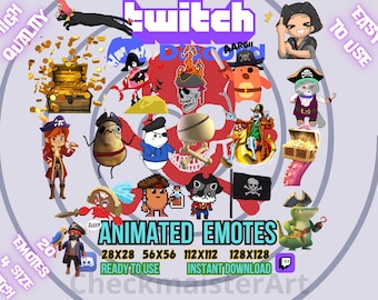 20 Animated Pirate Emotes: Twitch, Discord, YouTube (Digital Download)