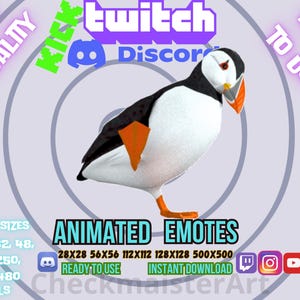 Animerad Puffin-emote: Twitch-klistermärke, Discord-meme, Stream-emote (klar att använda, direkt nedladdning)