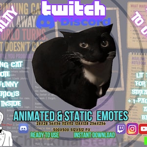 Animated Spinning Cat Emote, Twitch Emotes, Discord Stickers, Stream Memes, Mini Book (Digital Download)