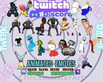 20 Animated Twerk Dance Emotes, Twitch Emotes, Discord Emotes, Crazy Emotes, Meme Emotes, Funny Emotes, Streamer Emotes, Rave Emotes, Flex