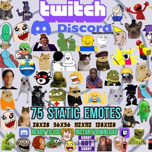 75 STATIC Meme Emotes, Twitch Emotes, Discord Emotes, Lmao Emotes, Zabawne emotikony, Streamer Emojis, Pakiet memów, Aktualne trendy emotikonów
