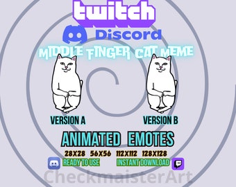 Animated Middle Finger Cat Meme Emote: Twitch, Discord, YouTube (Digital Download)