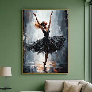 Elegante Ballerina Digitaler Download, Anmutige Balletttänzerin Öl Stil Digitaler Druck für Wandkunst #1392