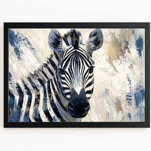 Zebra Portrait Digital Download, Abstract Animal Wall Art, Modern Wildlife Zebra Digital Print #1614