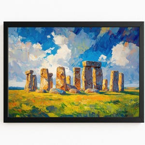Stonehenge Digital Download, Ancient Landmark Digital Print, Colorful Historical Digital Wall Art #1604
