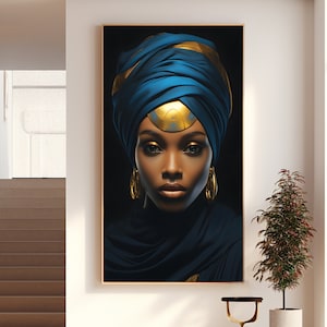 Woman Portrait Digital Wall Art, African Woman Portrait, Ready to Print CMYK PDF #122