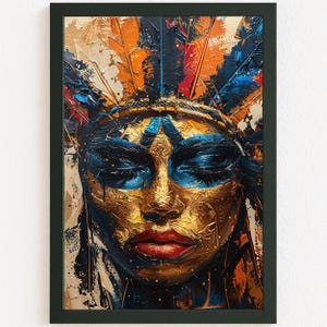Golden Tribal Goddess Digital Download, Abstract Afrocentric Woman Portrait Digital Print #1527