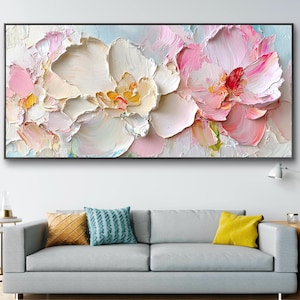 Pastel Floral Digital Art | Romantic Abstract Flower Wall Decor, Elegant Floral Wall Art | Modern Textured Digital Painting #1154