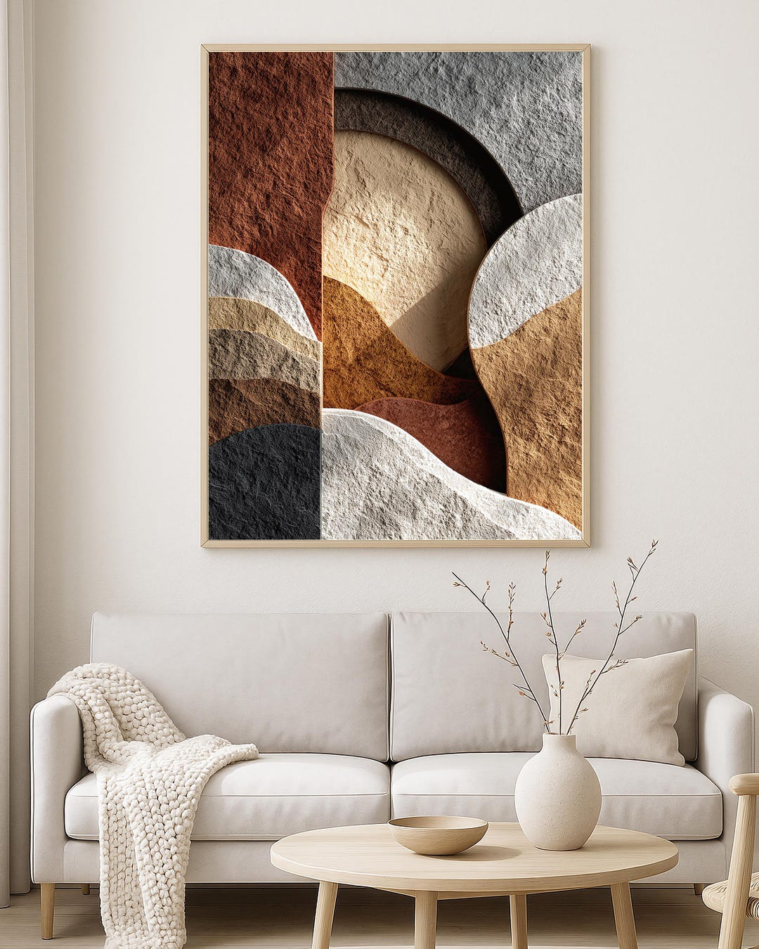 Mid Century Abstract Wall Art Print, Terracotta Neutral Arches Modern ...