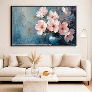 Elegant Floral Vase Painting Digital Download, Pink Flower Wall Art Digital Print #1869