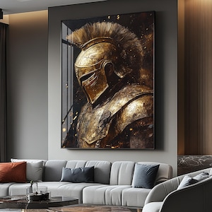 Spartan Warrior Digital Download | Ancient Greek Helmet Art | Gold Armor Wall Print #1403
