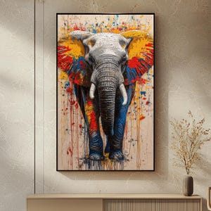 Colorful Elephant Wall Art | Vibrant Safari Animal Digital Print #1170