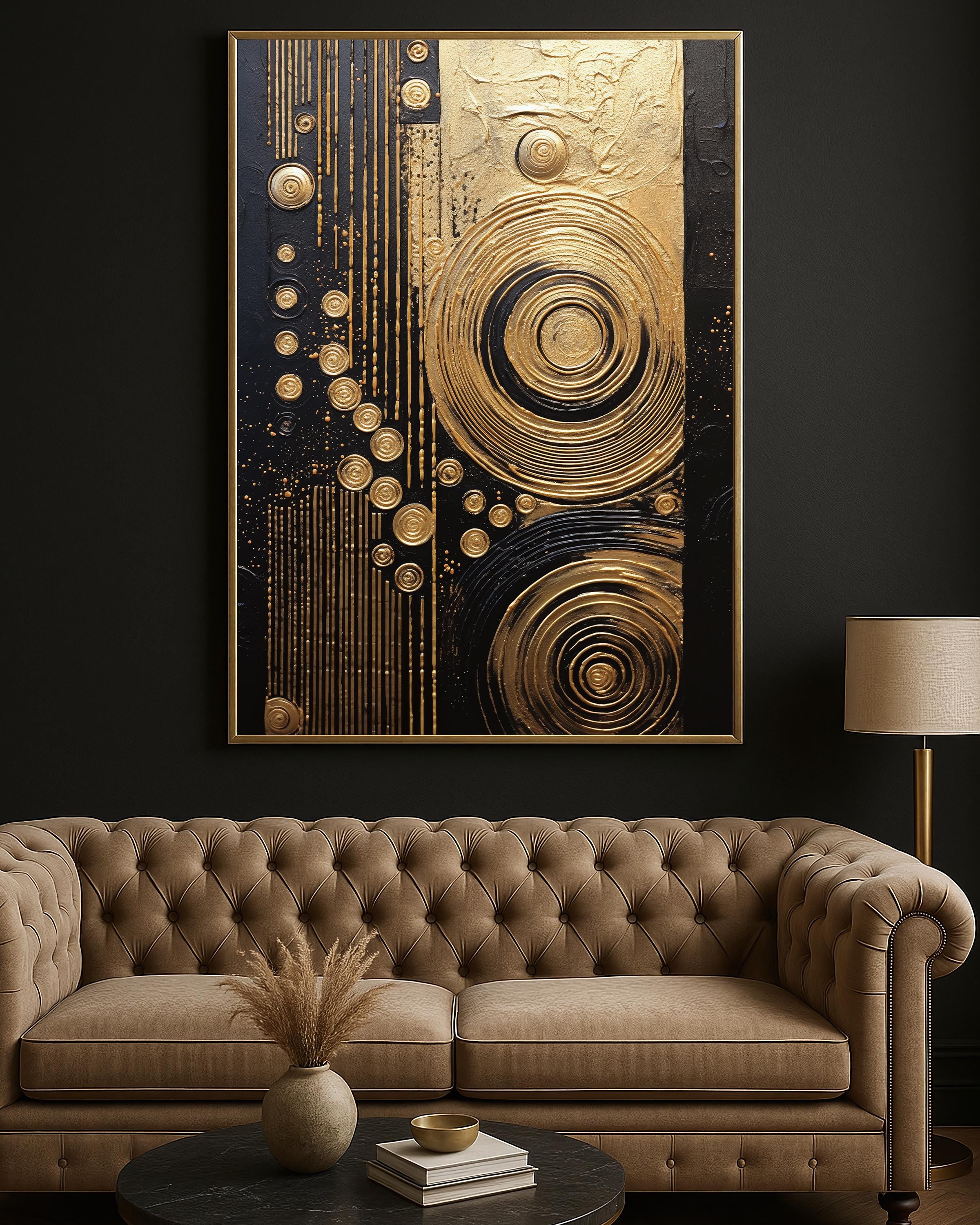 Golden Geometric Digital Download – Abstract Gold and Black Digital Print, Modern Luxury Wall Art Texture #242