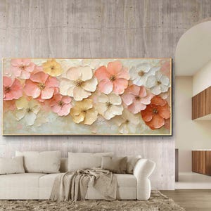 Pastel Floral Digital Art | Romantic Abstract Flower Wall Decor, Elegant Floral Wall Art | Modern Textured Digital Painting #1146