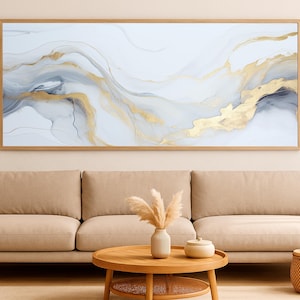 Descarga digital abstracta de mármol dorado y gris, elegante impresión digital de arte fluido minimalista para decoración de pared moderna n.° 617