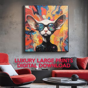 Psychedelic Sphynx Cat | Trippy Abstract Cat Art | Colorful Digital Print | Digital Download #1316