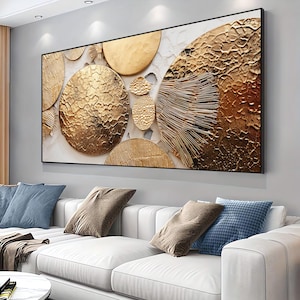 Textured Gold Abstract Circles Digital Download, Luxury Modern Wall Art Digital Print #1048