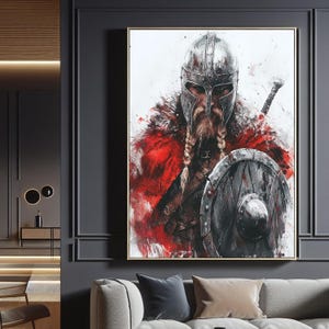 Viking Warrior Digital Download, Nordic Shield Wall Art, Norse Battle Painting, Digital Print #1429