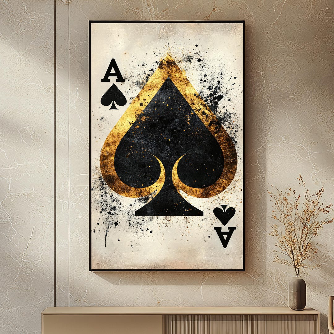 Gold Ace of Spades Wall Art | Luxury Playing Card Print | Digital ...