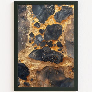 Luxury Abstract Art Digital Download, Black Gold Marble Texture Digital Print, Elegant Fluid Digital Wall Art #1519
