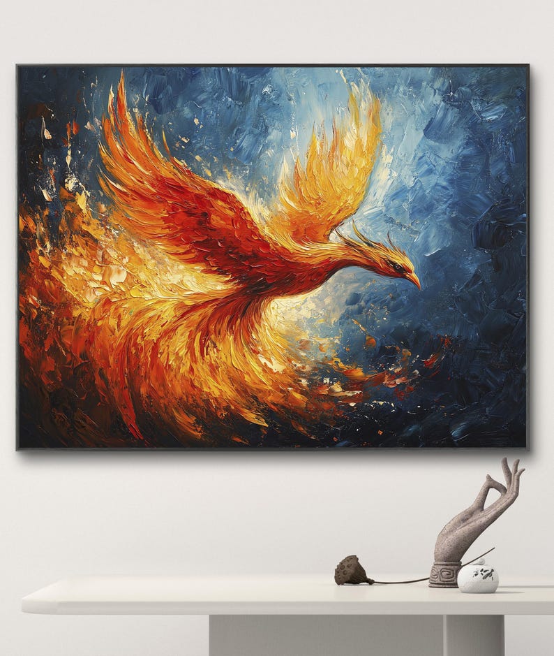 Fiery Phoenix Rising Digital Download, Mythical Bird Digital Print ...