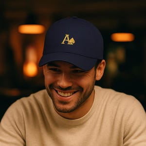 Embroidered Ace of Spades Cap: Gold Poker Hat for Gamers