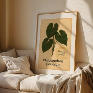 Philodendron Gloriosum Botanical Print – Vintage Plant Wall Art with Quote – Digital Download Wild Botanicals Poster