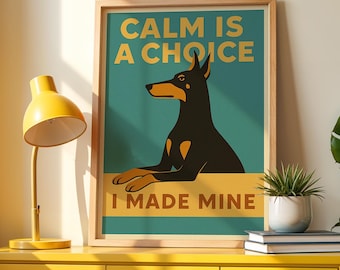 Retro Doberman Print: Mid-Century Dog Wall Art (Digital Download)