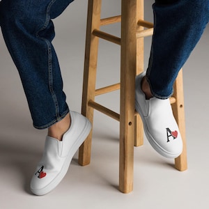 Ace of Hearts Canvas Sneakers: Men&#39;s Poker Graphic Slip-Ons