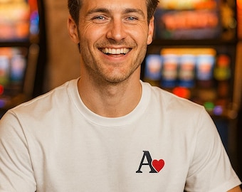 Embroidered Ace of Hearts T-Shirt: Minimalist Poker Design