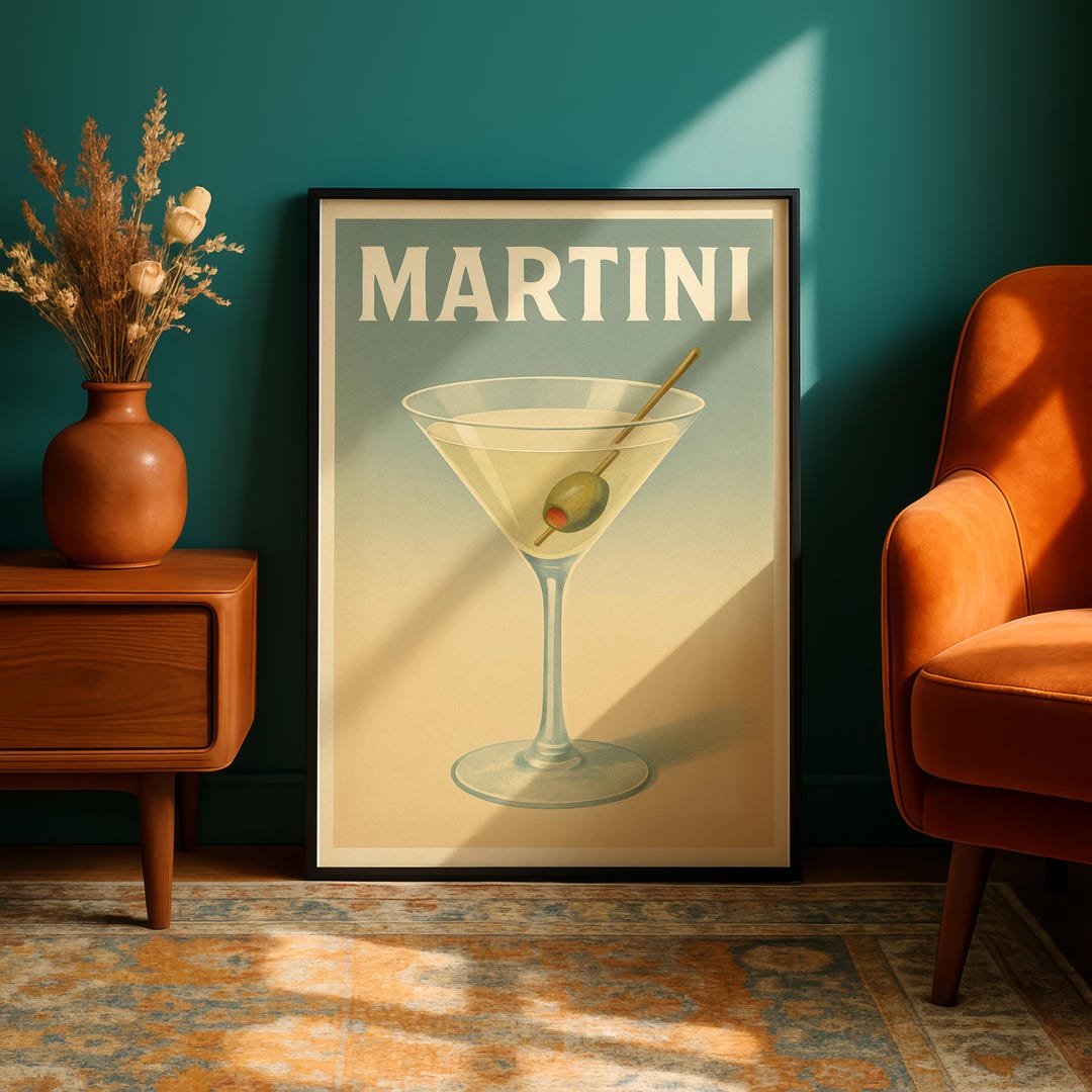 Vintage Martini Poster – Retro Cocktail Wall Art – Printable Bar Decor ...