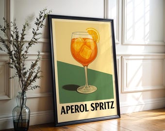 Póster vintage de Orange Spritz: Arte retro de bar de cócteles (descarga digital)