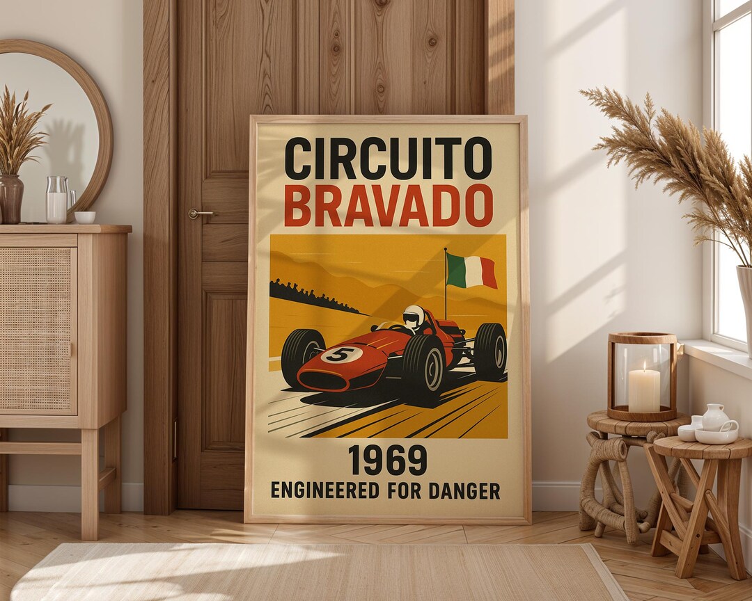Vintage Italian Racing Poster, Retro Car Print, Motorsport Wall Art ...