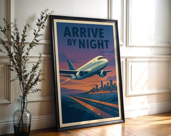 Vintage Airplane Poster: Mid-Century Jet Age Travel Art (Digital Download