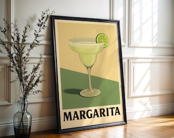 Vintage Margarita Poster: Retro Cocktail Art Print (Digital Download)