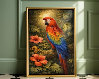 最大24x30インチの印刷、オウムアートデジタルプリント、「ミリタリー