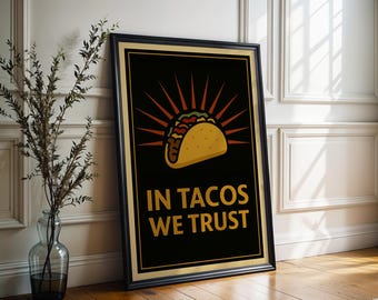 Funny Taco Poster: Retro Mexican Food Art, Kitchen Print (Digital Download)