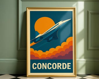 Concorde Poster: Vintage Supersonic Jet, Retro Aviation Art (Digital Download)