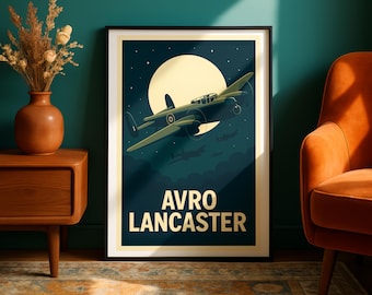 Avro Lancaster Poster: Vintage WWII Bomber Aviation Art (Digital Download)