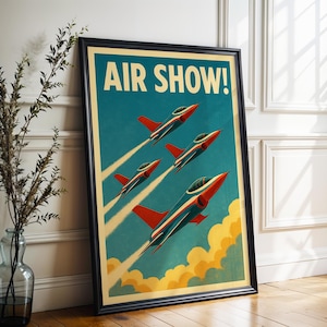 Vintage Air Show Poster: Retro Jet Fighter Aviation Art