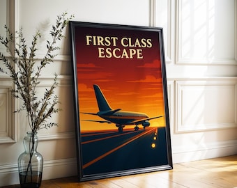Retro Airplane Travel Poster: Vintage Jet Age Aviation Art (Digital Download JPEGs 300 DPI)