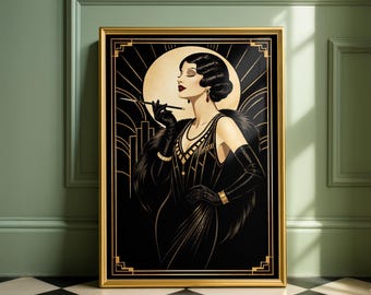 Art Deco Woman Print, 1920s Glamour, Roaring Twenties (Digital Download)