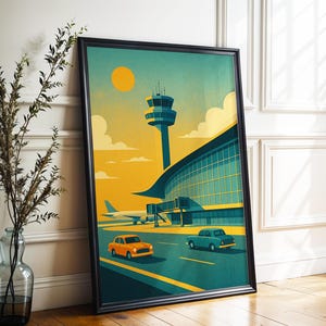 Airport Terminal – Retro Airport Poster, Mid-Century Travel Wall Art, Vintage Aviation Print (Digital Download)