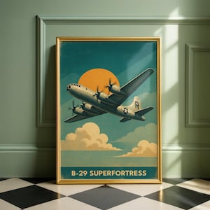 B-29 Superfortress Poster – Retro WWII Bomber Plane Art Print